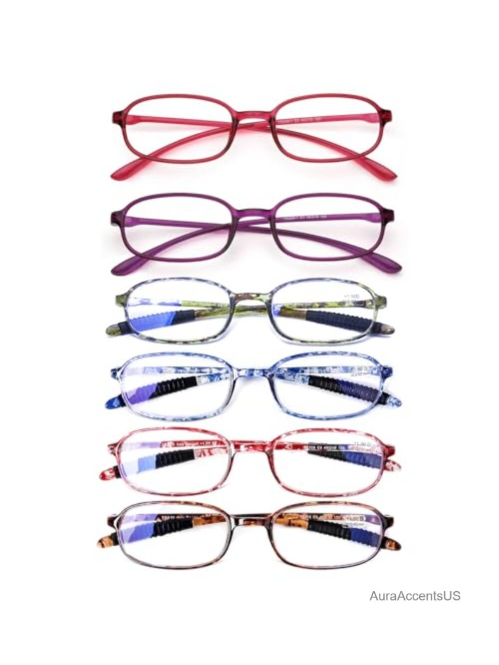 6 Pack Blue Light Blocking Reading Glasses TR90 Flexible Frame UV Protection